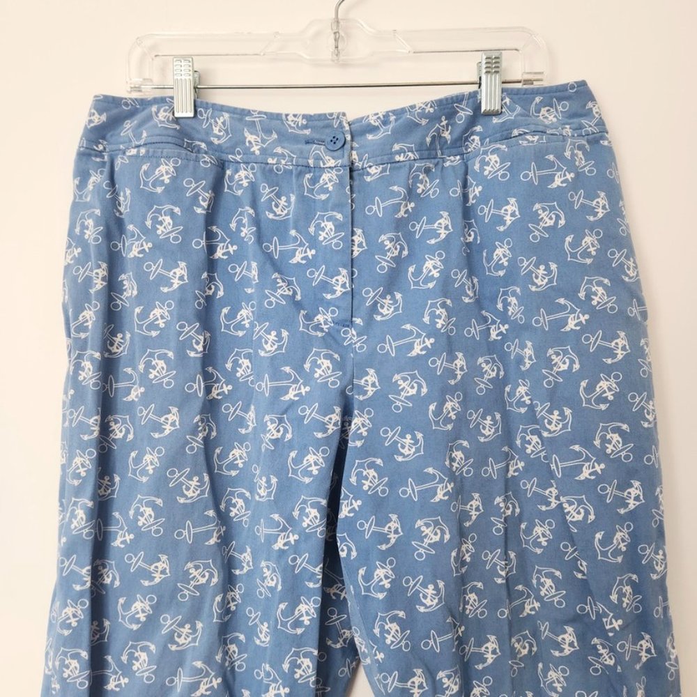 Vintage 90s Pendleton Anchor Print Pants Sz 14 Blue White Novelty Capri‎ Coastal - Picture 3 of 15